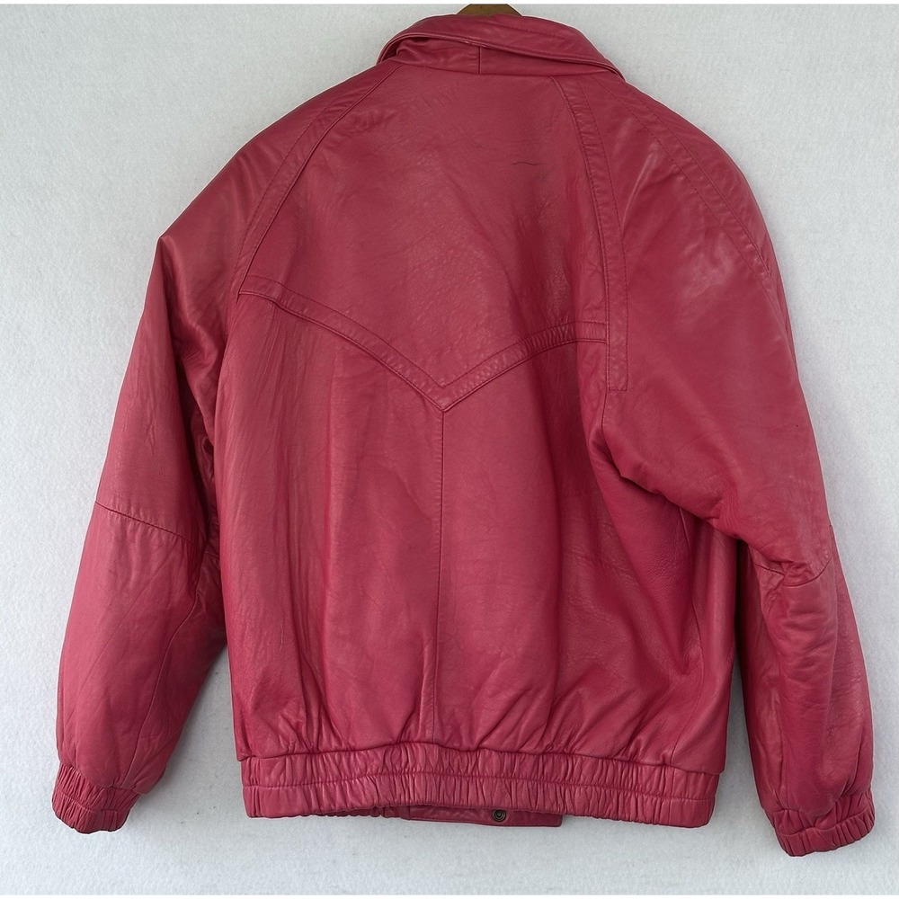 VTG Overland Outfitters Leather Jacket MOTO PUnk Pink 80's Retro Sz S Women's - Picture 2 of 4